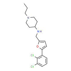 ChemSpider 2D Image | N-{[5-(2,3-Dichlorophenyl)-2-furyl]methyl}-1-propyl-4-piperidinamine | C19H24Cl2N2O