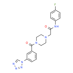 ChemSpider 2D Image | N-(4-Fluorophenyl)-2-{4-[3-(1H-tetrazol-1-yl)benzoyl]-1-piperazinyl}acetamide | C20H20FN7O2