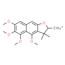 ChemSpider 2D Image | (4,5,6,7-Tetramethoxy-3,3-dimethyl-2,3-dihydronaphtho[2,3-b]furan-2-yl)methylium | C19H23O5