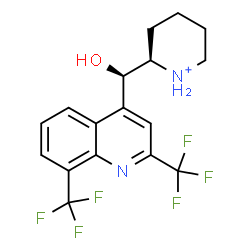 ChemSpider 2D Image | (2R)-2-[(R)-[2,8-Bis(trifluoromethyl)-4-quinolinyl](hydroxy)methyl]piperidinium | C17H17F6N2O