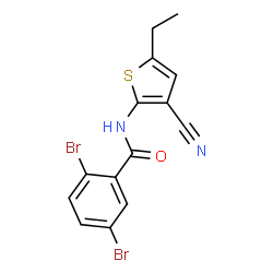 ChemSpider 2D Image | 2,5-Dibromo-N-(3-cyano-5-ethyl-2-thienyl)benzamide | C14H10Br2N2OS