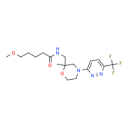ChemSpider 2D Image | 5-Methoxy-N-({2-methyl-4-[6-(trifluoromethyl)-3-pyridazinyl]-2-morpholinyl}methyl)pentanamide | C17H25F3N4O3