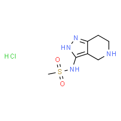 ChemSpider 2D Image | N-(4,5,6,7-Tetrahydro-2H-pyrazolo[4,3-c]pyridin-3-yl)methanesulfonamide hydrochloride (1:1) | C7H13ClN4O2S