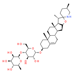 ChemSpider 2D Image | (3beta,16R,25R)-Spirosol-5-en-3-yl 4-O-(6-deoxy-beta-L-mannopyranosyl)-alpha-D-glucopyranoside | C39H63NO11