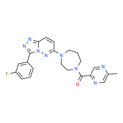 ChemSpider 2D Image | {4-[3-(3-Fluorophenyl)[1,2,4]triazolo[4,3-b]pyridazin-6-yl]-1,4-diazepan-1-yl}(5-methyl-2-pyrazinyl)methanone | C22H21FN8O