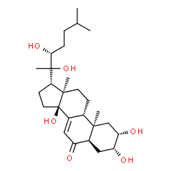 ChemSpider 2D Image | (2beta,3beta,5beta,20S,22R)-2,3,14,20,22-Pentahydroxycholest-7-en-6-one | C27H44O6
