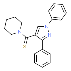 ChemSpider 2D Image | (1,3-Diphenyl-1H-pyrazol-4-yl)(1-piperidinyl)methanethione | C21H21N3S