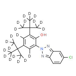 ChemSpider 2D Image | 2-(5-Chloro-2H-benzotriazol-2-yl)-4,6-bis[2-(~2~H_3_)methyl(~2~H_6_)-2-propanyl](~2~H_2_)phenol | C20H4D20ClN3O