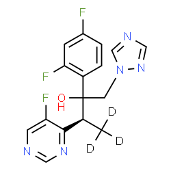 ChemSpider 2D Image | (3S)-2-(2,4-Difluorophenyl)-3-(5-fluoro-4-pyrimidinyl)-1-(1H-1,2,4-triazol-1-yl)-2-(4,4,4-~2~H_3_)butanol | C16H11D3F3N5O