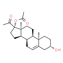 ChemSpider 2D Image | (3beta,9beta,14beta,17alpha)-3-Hydroxy-20-oxopregn-5-en-17-yl acetate | C23H34O4