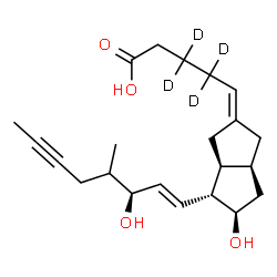 ChemSpider 2D Image | (5Z)-5-[(3aS,4R,5R,6aS)-5-Hydroxy-4-[(1E,3S)-3-hydroxy-4-methyl-1-octen-6-yn-1-yl]hexahydro-2(1H)-pentalenylidene](3,3,4,4-~2~H_4_)pentanoic acid | C22H28D4O4