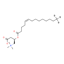 ChemSpider 2D Image | (3R)-3-[(5Z)-(14,14,14-~2~H_3_)-5-Tetradecenoyloxy]-4-(trimethylammonio)butanoate | C21H36D3NO4