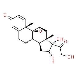 ChemSpider 2D Image | (9beta,11beta,16alpha)-16,17,21-Trihydroxy-9,11-epoxypregna-1,4-diene-3,20-dione | C21H26O6