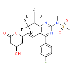 ChemSpider 2D Image | N-{4-(4-Fluorophenyl)-5-{(E)-2-[(2R,4R)-4-hydroxy-6-oxotetrahydro-2H-pyran-2-yl]vinyl}-6-[(1,1,1,3,3,3-~2~H_6_)-2-propanyl]-2-pyrimidinyl}-N-methylmethanesulfonamide | C22H20D6FN3O5S