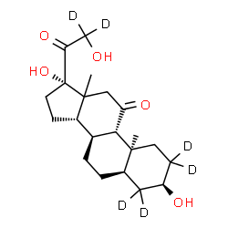 ChemSpider 2D Image | (3alpha,5beta,13xi,17alpha)-3,17,21-Trihydroxy(2,2,4,4,21,21-~2~H_6_)pregnane-11,20-dione | C21H26D6O5