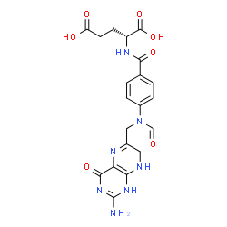 ChemSpider 2D Image | N-(4-{[(2-Amino-4-oxo-1,4,7,8-tetrahydro-6-pteridinyl)methyl](formyl)amino}benzoyl)-D-glutamic acid | C20H21N7O7