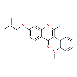 ChemSpider 2D Image | 3-(2-Methoxyphenyl)-2-methyl-7-[(2-methyl-2-propen-1-yl)oxy]-4H-chromen-4-one | C21H20O4