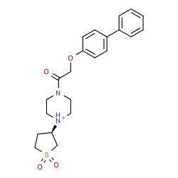ChemSpider 2D Image | 4-[(4-Biphenylyloxy)acetyl]-1-[(3R)-1,1-dioxidotetrahydro-3-thiophenyl]piperazin-1-ium | C22H27N2O4S