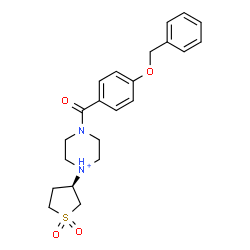 ChemSpider 2D Image | 4-[4-(Benzyloxy)benzoyl]-1-[(3R)-1,1-dioxidotetrahydro-3-thiophenyl]piperazin-1-ium | C22H27N2O4S