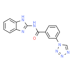 ChemSpider 2D Image | N-(1H-Benzimidazol-2-yl)-3-(1H-tetrazol-1-yl)benzamide | C15H11N7O