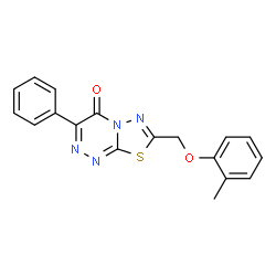 ChemSpider 2D Image | 7-[(2-Methylphenoxy)methyl]-3-phenyl-4H-[1,3,4]thiadiazolo[2,3-c][1,2,4]triazin-4-one | C18H14N4O2S