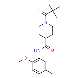 ChemSpider 2D Image | 1-(2,2-Dimethylpropanoyl)-N-(2-methoxy-5-methylphenyl)-4-piperidinecarboxamide | C19H28N2O3