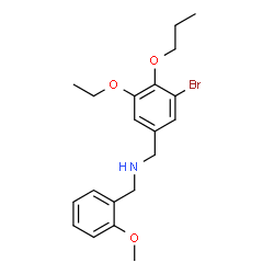 ChemSpider 2D Image | 1-(3-Bromo-5-ethoxy-4-propoxyphenyl)-N-(2-methoxybenzyl)methanamine | C20H26BrNO3