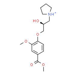 ChemSpider 2D Image | 1-{(2S)-2-Hydroxy-3-[2-methoxy-4-(methoxycarbonyl)phenoxy]propyl}pyrrolidinium | C16H24NO5