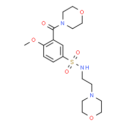 ChemSpider 2D Image | 4-Methoxy-3-(4-morpholinylcarbonyl)-N-[2-(4-morpholinyl)ethyl]benzenesulfonamide | C18H27N3O6S