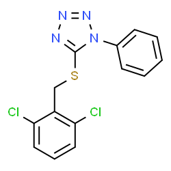ChemSpider 2D Image | 5-[(2,6-Dichlorobenzyl)sulfanyl]-1-phenyl-1H-tetrazole | C14H10Cl2N4S