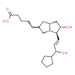 ChemSpider 2D Image | (5E)-5-[(3aR,4S,5S,6aR)-4-[(1E,3R)-3-Cyclopentyl-3-hydroxy-1-propen-1-yl]-5-hydroxyhexahydro-2(1H)-pentalenylidene]pentanoic acid | C21H32O4