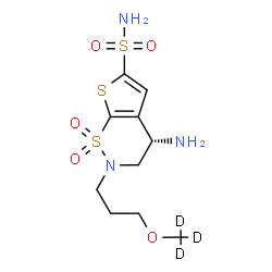 ChemSpider 2D Image | (4S)-4-Amino-2-{3-[(~2~H_3_)methyloxy]propyl}-3,4-dihydro-2H-thieno[3,2-e][1,2]thiazine-6-sulfonamide 1,1-dioxide | C10H14D3N3O5S3