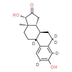 ChemSpider 2D Image | (8alpha,9beta,13alpha,14beta,17alpha)-3,17-Dihydroxy(2,4,6,6,9-~2~H_5_)estra-1(10),2,4-trien-16-one | C18H17D5O3