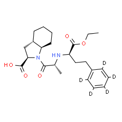 ChemSpider 2D Image | (2R,3aS,7aR)-1-[(2R)-2-{[(2R)-1-Ethoxy-1-oxo-4-(~2~H_5_)phenyl-2-butanyl]amino}propanoyl]octahydro-1H-indole-2-carboxylic acid (non-preferred name) | C24H29D5N2O5