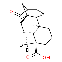 ChemSpider 2D Image | (5alpha,8alpha,9alpha,10beta,13alpha)-16-Oxo(18,18,18-~2~H_3_)beyeran-19-oic acid | C20H27D3O3