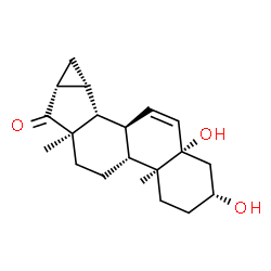 ChemSpider 2D Image | (2R,4aS,4bR,6aR,7aR,8aR,8bR,8cS,10aS)-2,10a-Dihydroxy-4a,6a-dimethyl-2,3,4,4a,4b,5,6,6a,7a,8,8a,8b,8c,10a-tetradecahydrocyclopropa[4,5]cyclopenta[1,2-a]phenanthren-7(1H)-one | C20H28O3