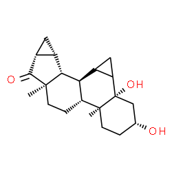 ChemSpider 2D Image | (1bS,3R,5aS,5bR,7aR,8aR,9aR,9bR,9cS)-1b,3-Dihydroxy-5a,7a-dimethyloctadecahydro-8H-cyclopropa[4,5]cyclopenta[1,2-a]cyclopropa[l]phenanthren-8-one | C21H30O3
