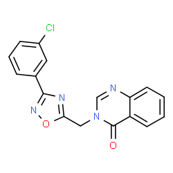 ChemSpider 2D Image | 3-{[3-(3-Chlorophenyl)-1,2,4-oxadiazol-5-yl]methyl}-4(3H)-quinazolinone | C17H11ClN4O2