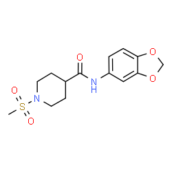 ChemSpider 2D Image | N-(1,3-Benzodioxol-5-yl)-1-(methylsulfonyl)-4-piperidinecarboxamide | C14H18N2O5S