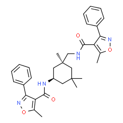 ChemSpider 2D Image | 5-Methyl-3-phenyl-N-{[(1S,5R)-1,3,3-trimethyl-5-{[(5-methyl-3-phenyl-1,2-oxazol-4-yl)carbonyl]amino}cyclohexyl]methyl}-1,2-oxazole-4-carboxamide | C32H36N4O4