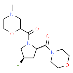 ChemSpider 2D Image | {(2S,4R)-4-Fluoro-1-[(4-methyl-2-morpholinyl)carbonyl]-2-pyrrolidinyl}(4-morpholinyl)methanone | C15H24FN3O4
