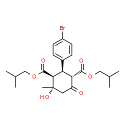 ChemSpider 2D Image | Diisobutyl (1S,2R,3S,4S)-2-(4-bromophenyl)-4-hydroxy-4-methyl-6-oxo-1,3-cyclohexanedicarboxylate | C23H31BrO6