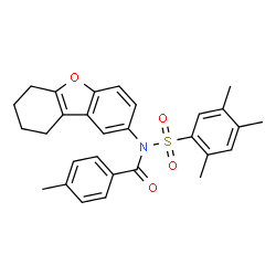 ChemSpider 2D Image | 4-Methyl-N-(6,7,8,9-tetrahydrodibenzo[b,d]furan-2-yl)-N-[(2,4,5-trimethylphenyl)sulfonyl]benzamide | C29H29NO4S
