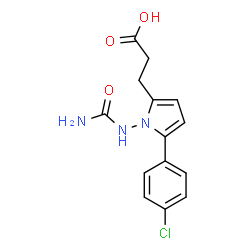 ChemSpider 2D Image | 3-[1-(Carbamoylamino)-5-(4-chlorophenyl)-1H-pyrrol-2-yl]propanoic acid | C14H14ClN3O3