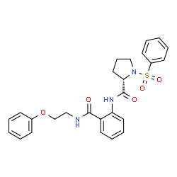ChemSpider 2D Image | N-{2-[(2-Phenoxyethyl)carbamoyl]phenyl}-1-(phenylsulfonyl)-L-prolinamide | C26H27N3O5S