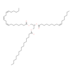 ChemSpider 2D Image | 2-[(9Z)-9-Hexadecenoyloxy]-3-(palmitoyloxy)propyl (8Z,11Z,14Z)-8,11,14-icosatrienoate | C55H98O6