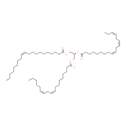 ChemSpider 2D Image | 3-[(9Z,12Z)-9,12-Octadecadienoyloxy]-2-[(9Z,12Z,15Z)-9,12,15-octadecatrienoyloxy]propyl (11Z)-11-icosenoate | C59H102O6