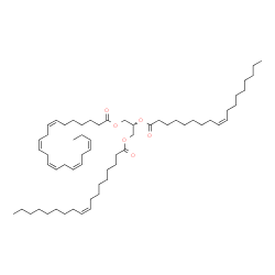 ChemSpider 2D Image | (2R)-2,3-Bis[(9Z)-9-octadecenoyloxy]propyl (7Z,10Z,13Z,16Z,19Z)-7,10,13,16,19-docosapentaenoate | C61H104O6