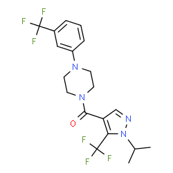 ChemSpider 2D Image | [1-Isopropyl-5-(trifluoromethyl)-1H-pyrazol-4-yl]{4-[3-(trifluoromethyl)phenyl]-1-piperazinyl}methanone | C19H20F6N4O