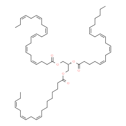ChemSpider 2D Image | (2R)-2-[(5Z,8Z,11Z,14Z)-5,8,11,14-Icosatetraenoyloxy]-3-[(9Z,12Z,15Z)-9,12,15-octadecatrienoyloxy]propyl (4Z,7Z,10Z,13Z,16Z,19Z)-4,7,10,13,16,19-docosahexaenoate | C63H96O6